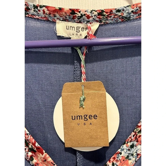 NWT Umgee‎ Linen Blend Floral Accent Dress Women’s Large Boho Hippie Red White - Picture 6 of 10